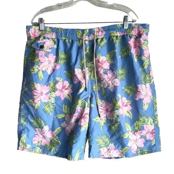 Polo Ralph Lauren Men's Swim Trunks XXL 38-42 Floral Mesh Lined Elastic Waist - Picture 3 of 10